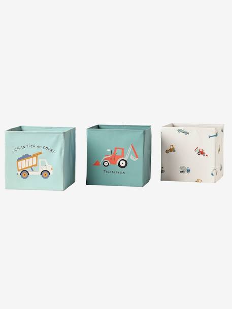Set of 3 Baskets, Construction Machinery green - vertbaudet enfant 