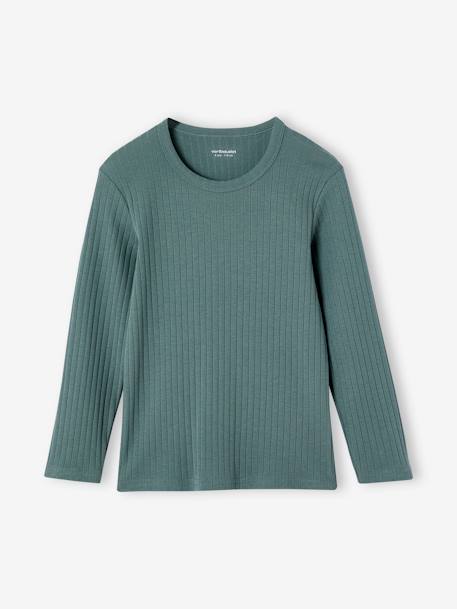 Lot de 3 tee-shirt à côtes manches longues garçon vert émeraude - vertbaudet enfant 