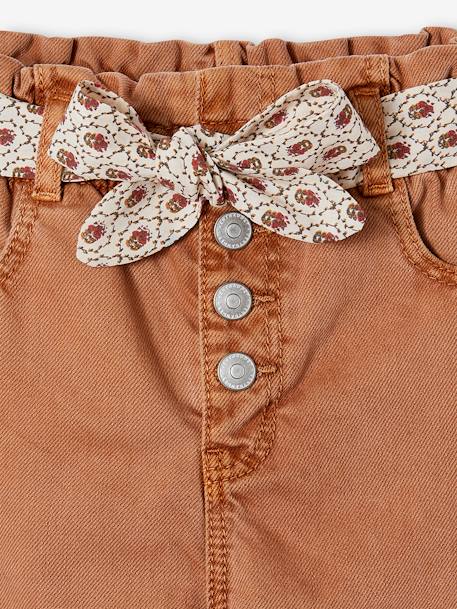Pantalon fille paperbag ceinture foulard cannelle+mauve - vertbaudet enfant 