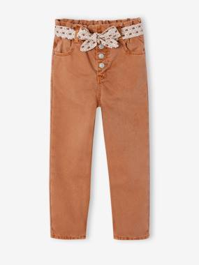 Fille-Pantalon fille paperbag ceinture foulard 