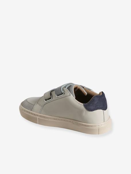 Baskets enfant garçon cuir à scratchs écru+lot blanc+lot bleu - vertbaudet enfant 