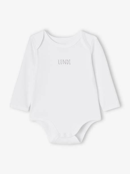 Pack of 5 Long Sleeve Bodysuits in Organic Cotton with Cutaway Shoulders for Babies, BASICS set white - vertbaudet enfant 