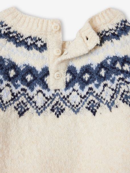 Jacquard Jumper in Ultra Soft Fuzzy Knit for Baby Boys ecru+khaki - vertbaudet enfant 