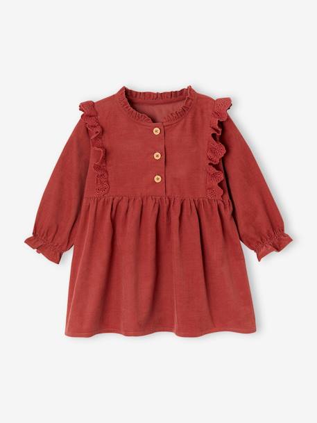 Robe bébé velours volants en broderie anglaise terracotta - vertbaudet enfant 