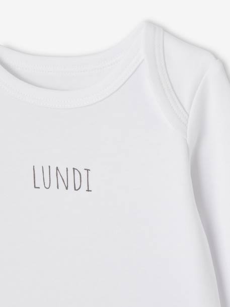 Pack of 5 Long Sleeve Bodysuits in Organic Cotton with Cutaway Shoulders for Babies, BASICS set white - vertbaudet enfant 