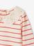T-shirt bébé col brodé manches longues beige clair+rayé marine+rayé rouge - vertbaudet enfant 