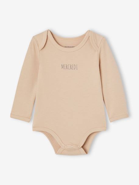 Pack of 5 Long Sleeve Bodysuits in Organic Cotton with Cutaway Shoulders for Babies, BASICS set white - vertbaudet enfant 