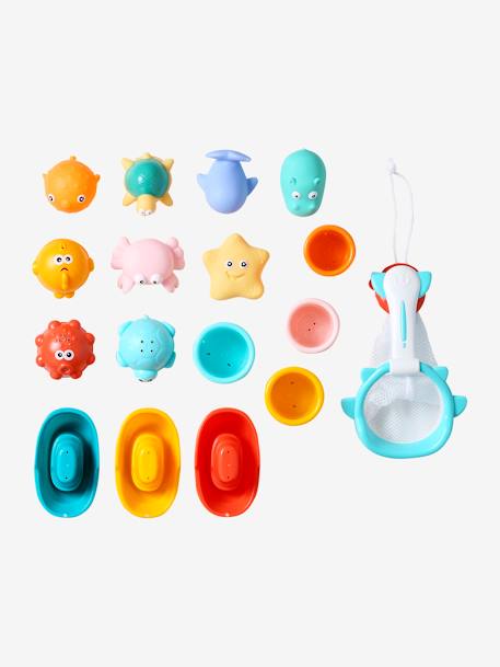 Set of 16 Bath Toys & Basket multicoloured - vertbaudet enfant 