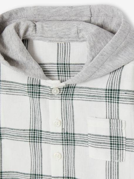 Chequered Hooded Shirt for Babies ecru - vertbaudet enfant 