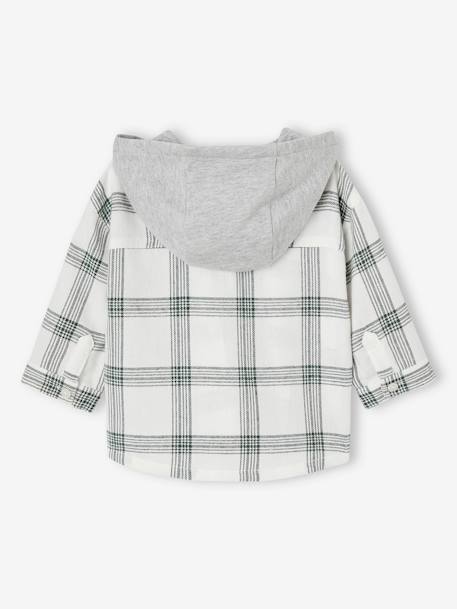 Chequered Hooded Shirt for Babies ecru - vertbaudet enfant 