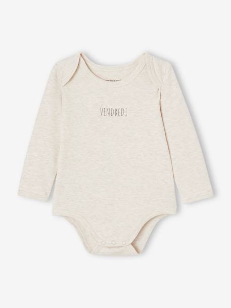 Lot 5 bodies manches longues BASICS bébé emmanchures US en coton bio lot blanc - vertbaudet enfant 