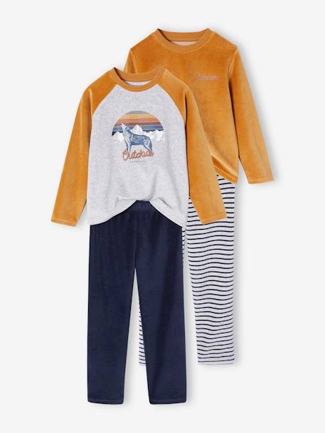 Lot de 2 pyjamas garçon velours loup caramel - vertbaudet enfant 
