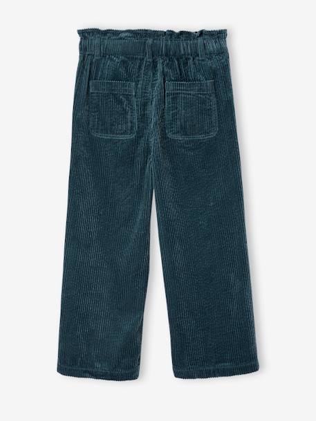 Pantalon fille large velours côtelé style paperbag marine+mauve+olive+vert sapin - vertbaudet enfant 