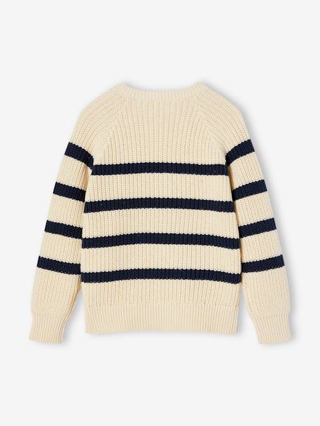 Pull garçon rayé bleu moyen+caramel+écru+encre+vert sauge - vertbaudet enfant 
