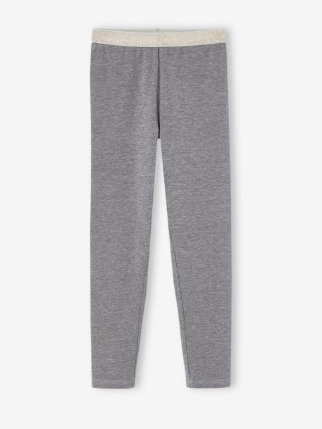 Legging fille ceinture irisée Basics gris chiné+MARINE GRISE+NOIR+vert sauge+vieux rose - vertbaudet enfant 