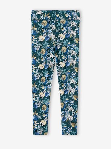 Sports Leggings in Techno Fabric, Exotic Flowers, for Girls printed green - vertbaudet enfant 