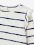 T-shirt en côtes manches volantées bébé fille écru+rose poudré - vertbaudet enfant 