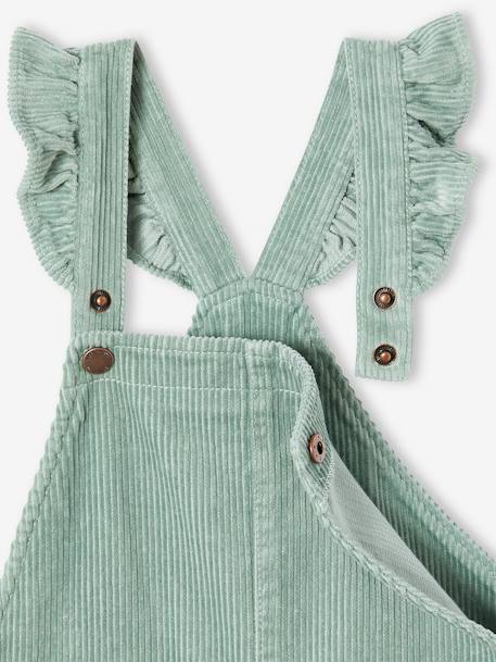 Salopette fille velours bretelles à volants anthracite+vert de gris - vertbaudet enfant 