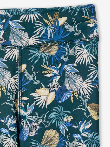 Sports Leggings in Techno Fabric, Exotic Flowers, for Girls printed green - vertbaudet enfant 
