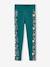 Sports Leggings in Techno Fabric, Stripe on the Sides with Exotic Flowers Print, for Girls emerald green - vertbaudet enfant 