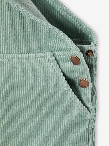 Salopette fille velours bretelles à volants anthracite+vert de gris - vertbaudet enfant 