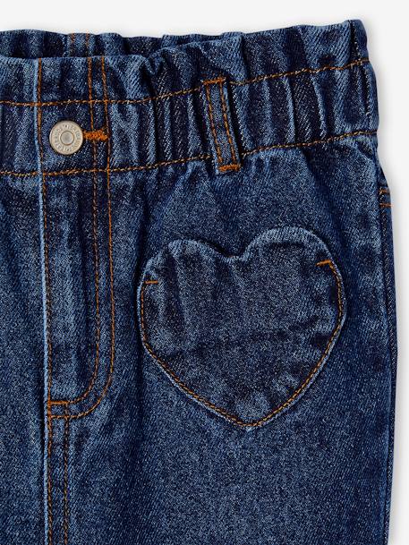 Jean fille paperbag poches coeur bleu moyen+denim brut+denim gris - vertbaudet enfant 