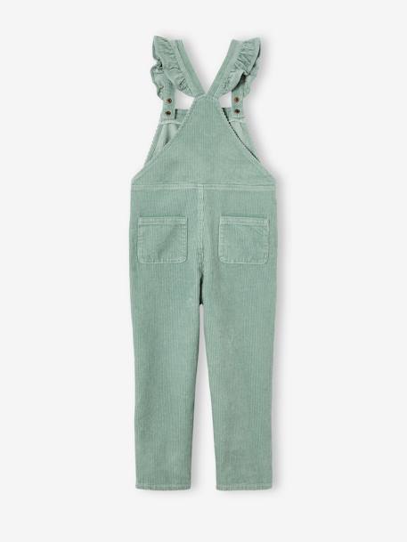 Salopette fille velours bretelles à volants anthracite+vert de gris - vertbaudet enfant 