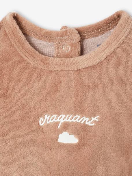 Lot de 3 pyjamas bébé mixtes en velours cappuccino+rose - vertbaudet enfant 