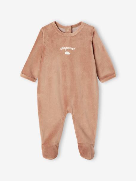 Lot de 3 pyjamas bébé mixtes en velours cappuccino+rose - vertbaudet enfant 