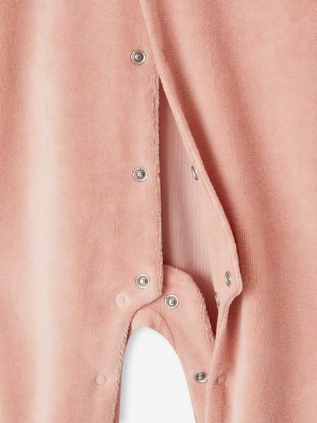 Pyjama bébé fille velours collerette imprimée rose poudré - vertbaudet enfant 