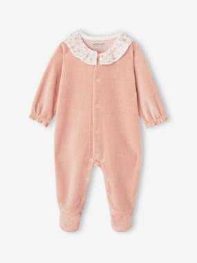 -Pyjama bébé fille velours collerette imprimée