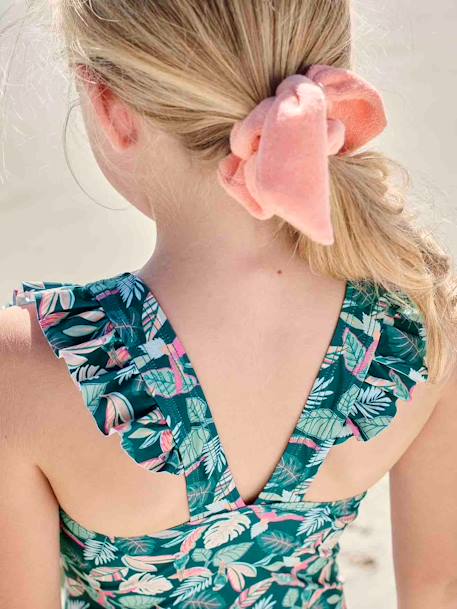 Maillot de bain 1 pièce imprimé tropical fille vert sapin - vertbaudet enfant 