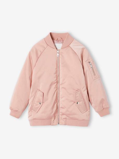 Bomber Jacket with Satiny Effect for Girls rosy - vertbaudet enfant 