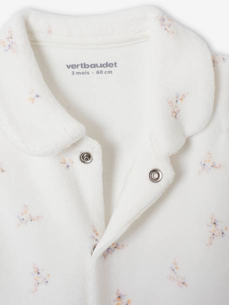 Lot de 2 pyjamas mixtes velours ouverture naissance cappuccino+rose - vertbaudet enfant 