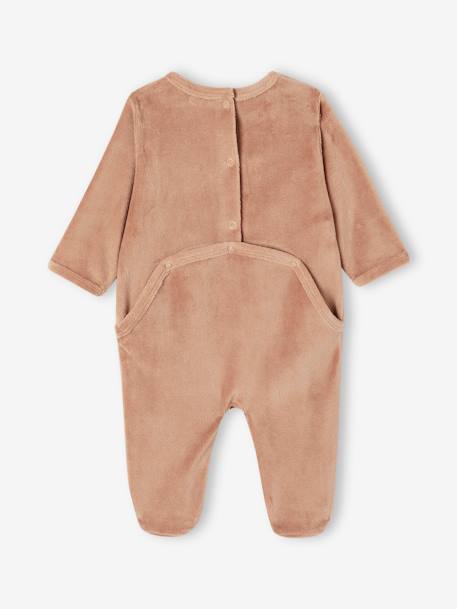 Lot de 3 pyjamas bébé mixtes en velours cappuccino+rose - vertbaudet enfant 