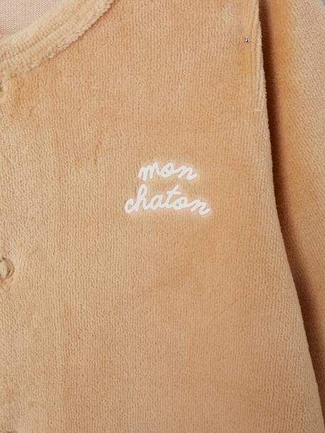 Pack of 3 Velour Sleepsuits, Special Opening for Newborns, for Babies aqua green+dusky pink+golden yellow - vertbaudet enfant 