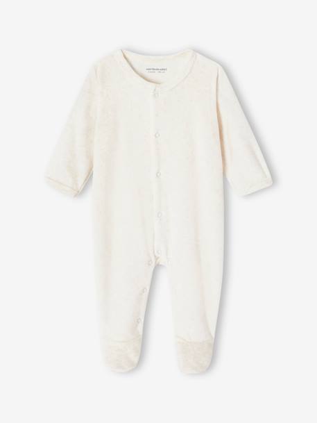 Pack of 3 Velour Sleepsuits, Special Opening for Newborns, for Babies aqua green+dusky pink+golden yellow - vertbaudet enfant 