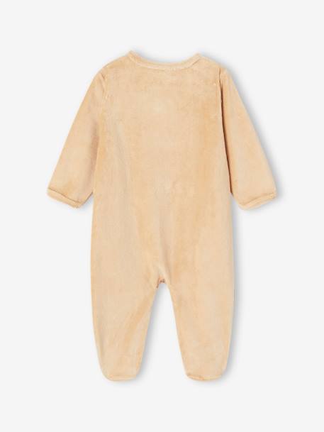Pack of 3 Velour Sleepsuits, Special Opening for Newborns, for Babies aqua green+dusky pink+golden yellow - vertbaudet enfant 
