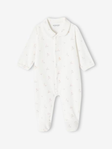 Lot de 2 pyjamas mixtes velours ouverture naissance cappuccino+rose - vertbaudet enfant 