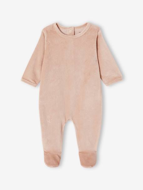 Lot de 3 pyjamas bébé mixtes en velours cappuccino+rose - vertbaudet enfant 