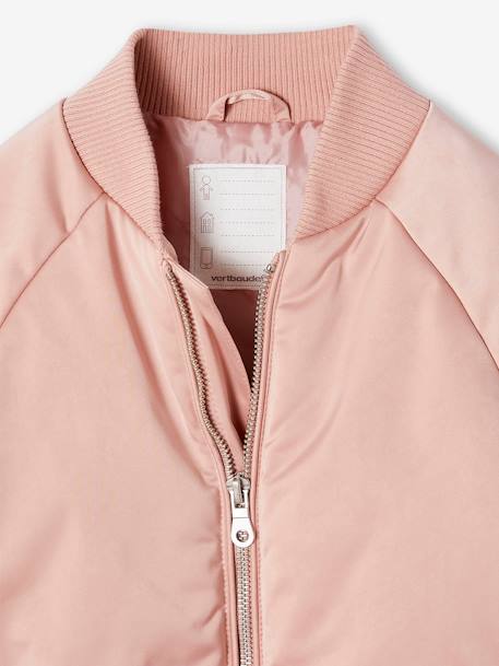 Blouson bomber effet satiné fille rose poudré - vertbaudet enfant 