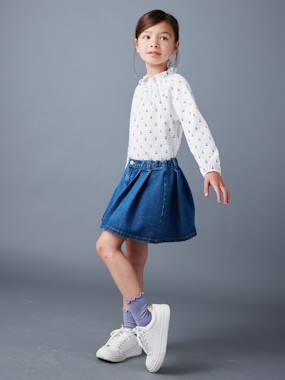 Jupe fille en jean plissée - vertbaudet enfant -Jupe fille en jean plissée