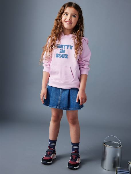 Long Hooded Sweatshirt for Girls mauve - vertbaudet enfant 