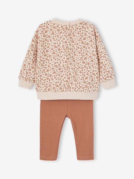 Ensemble bébé fille 3 pièces sweat + legging + bandeau personnalisable beige poudré+marine - vertbaudet enfant 