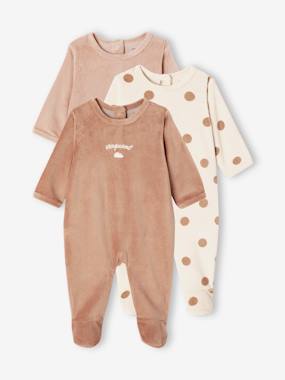 -Lot de 3 pyjamas bébé mixtes en velours