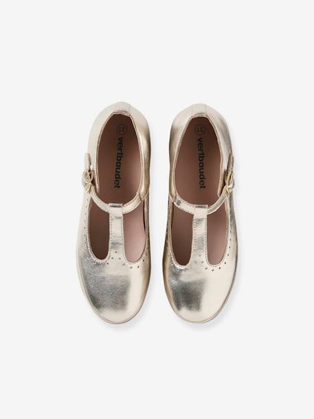 Flat Ballerina Pumps for Girls gold - vertbaudet enfant 