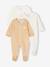 Pack of 3 Velour Sleepsuits, Special Opening for Newborns, for Babies aqua green+dusky pink+golden yellow - vertbaudet enfant 