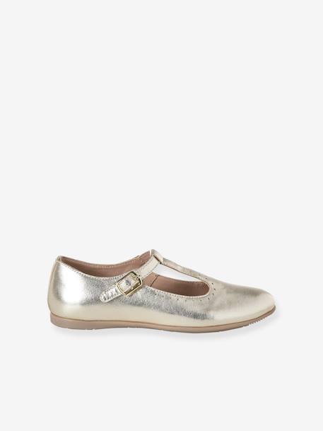 Flat Ballerina Pumps for Girls gold - vertbaudet enfant 