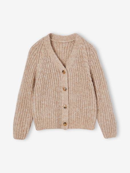 Knitted Cardigan camel+olive - vertbaudet enfant 