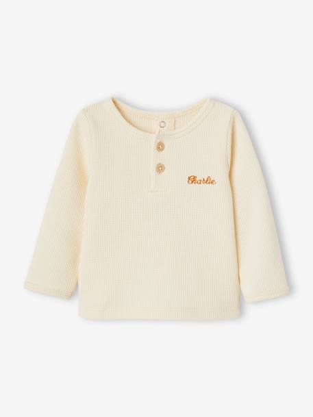 Ensemble naissance 3 pièces tee-shirt personnalisable legging bonnet bleu+écru - vertbaudet enfant 